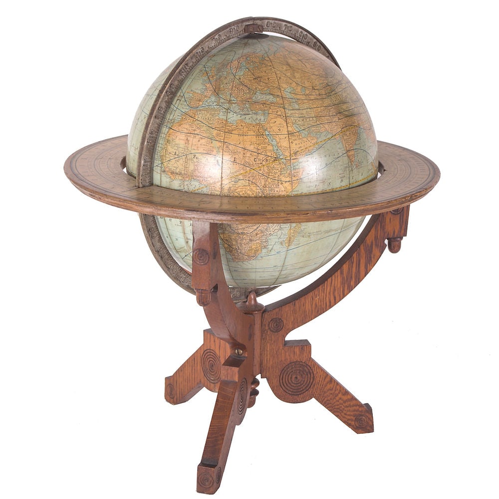 Rare eastlake base 12" TERRESTRIAL ANTIQUE GLOBE RAND MC NALLY 1891 - 7
