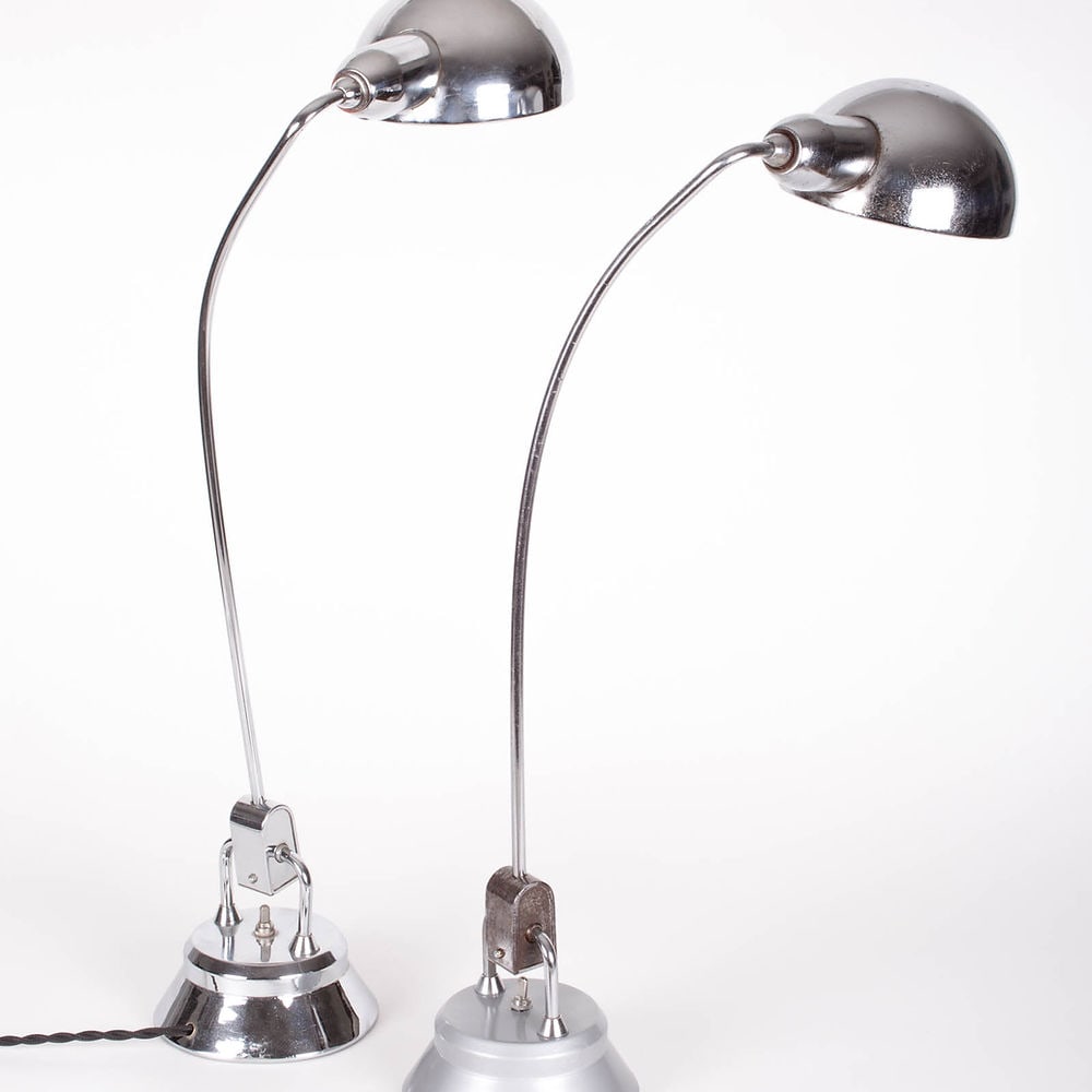 Prench modernist Long Neck Jumo task lamp Perriand ( chromed base ) - 6