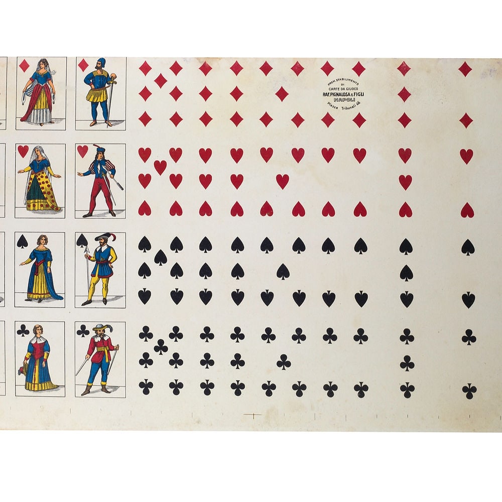 Uncut sheet playing card French suite PIGNALOSA NAPOLI full body (1 of 4)