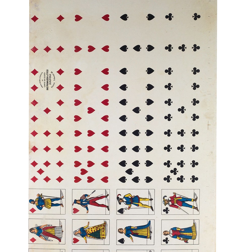 Uncut sheet playing card French suite PIGNALOSA NAPOLI full body - 2