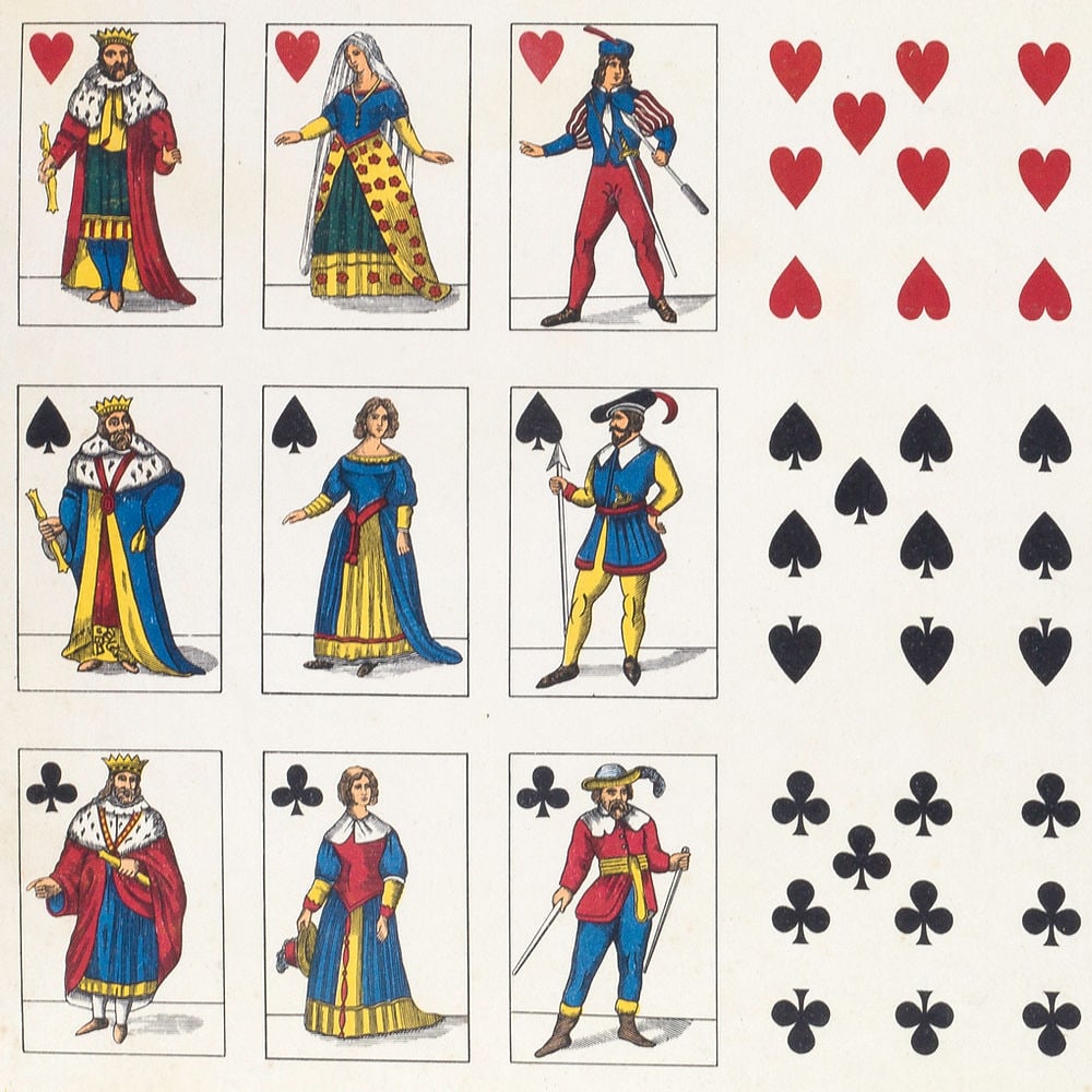 Uncut sheet playing card French suite PIGNALOSA NAPOLI full body - 3