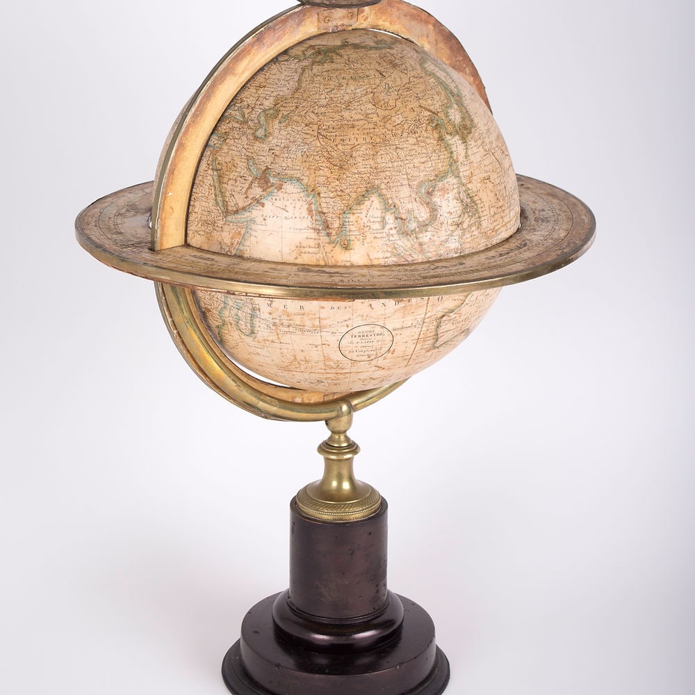 1820/30 French antique terrestrial globe 12" engraving Lapie geographer - 2