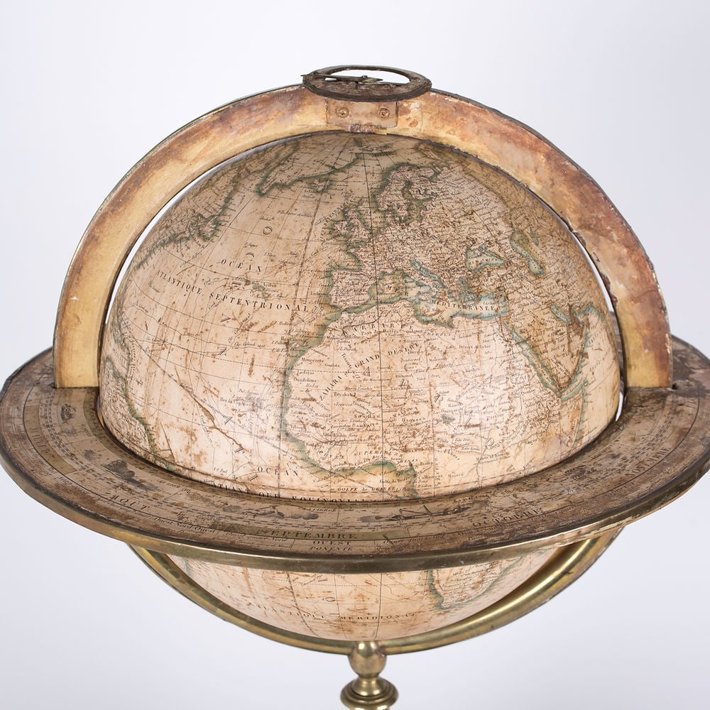 1820/30 French antique terrestrial globe 12" engraving Lapie geographer - 5