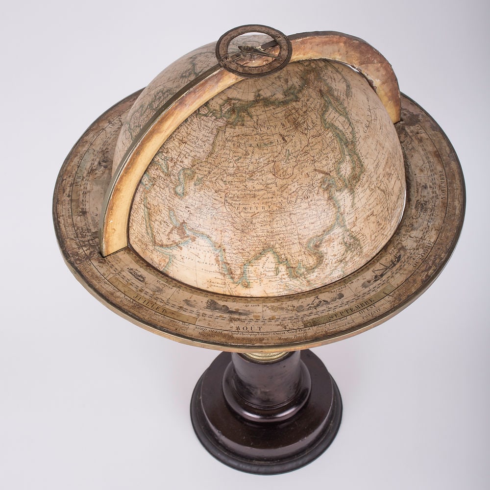 1820/30 French antique terrestrial globe 12" engraving Lapie geographer - 9