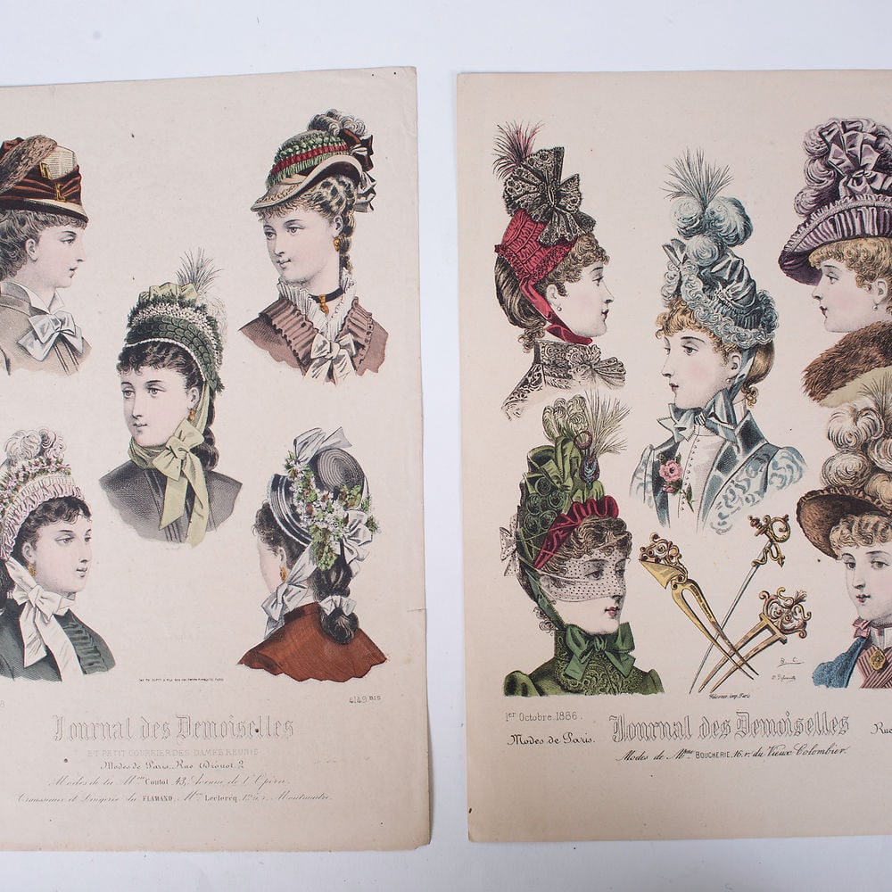 Poster 19th french lithogravure of fashion advertisement 1865 early magazine - 2