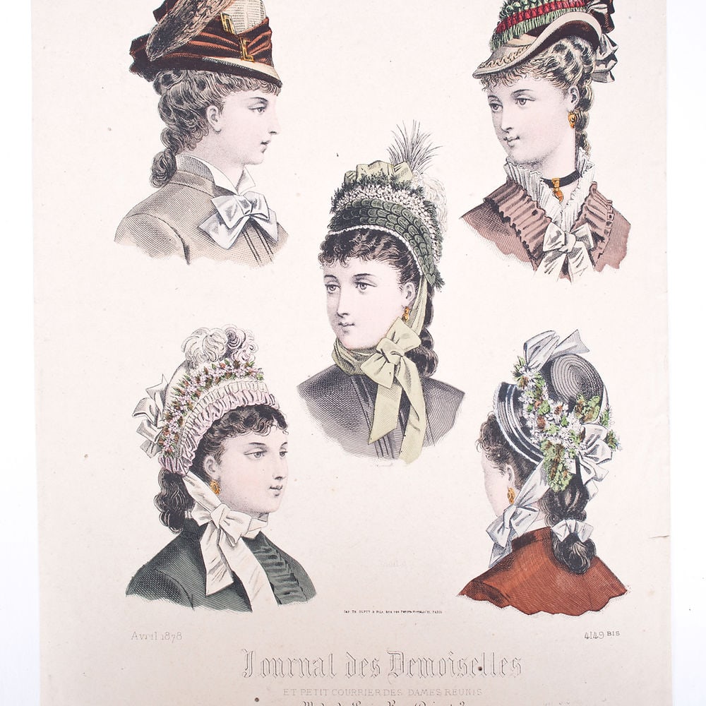 Poster 19th french lithogravure of fashion advertisement 1865 early magazine - 4