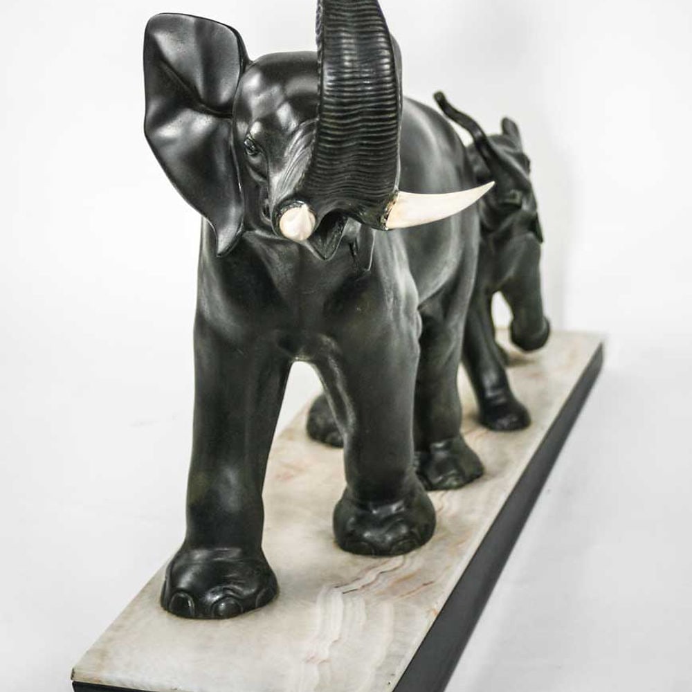 LARGE FRENCH ART DECO ELEPHANTS SCULPTURE IRENEE ROCHARD - 4