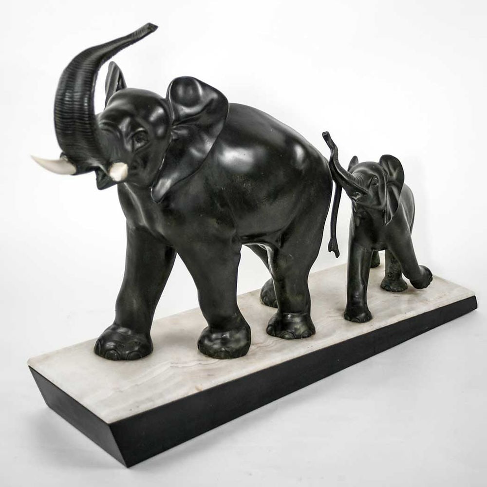 LARGE FRENCH ART DECO ELEPHANTS SCULPTURE IRENEE ROCHARD - 5