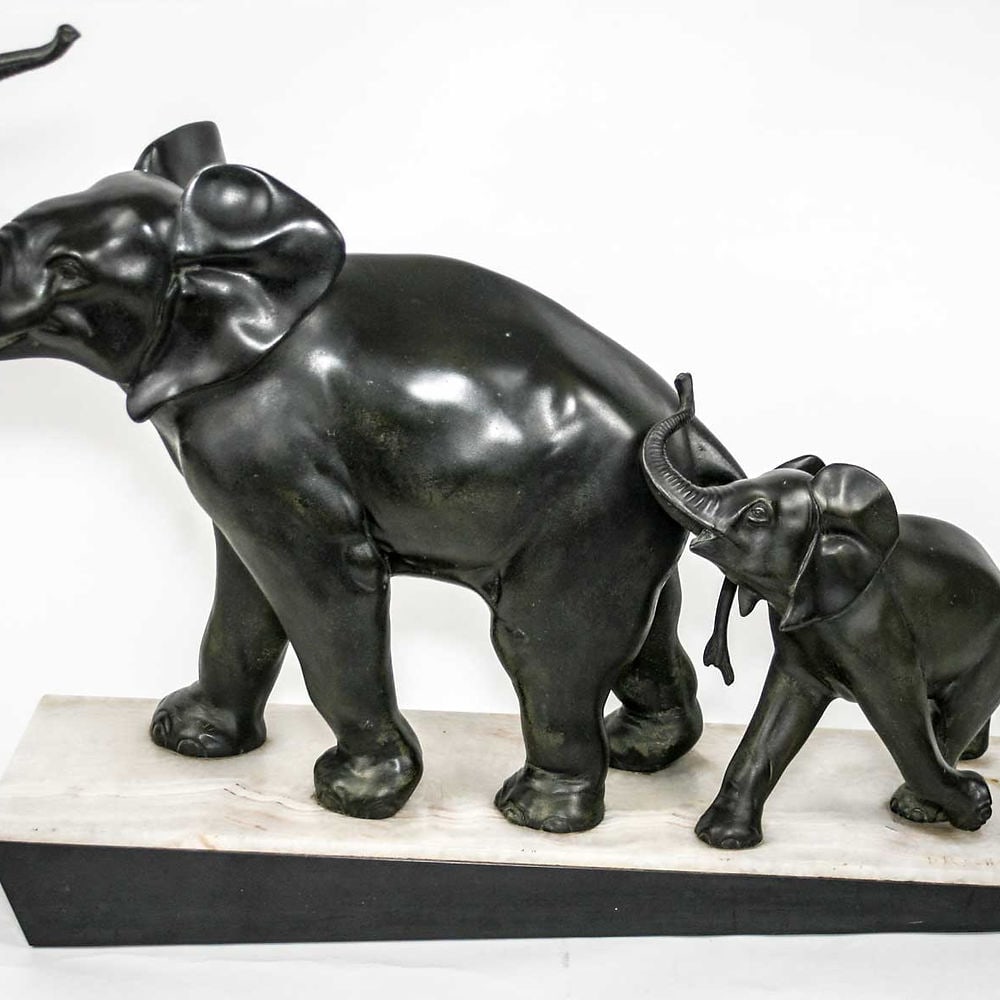 LARGE FRENCH ART DECO ELEPHANTS SCULPTURE IRENEE ROCHARD - 7