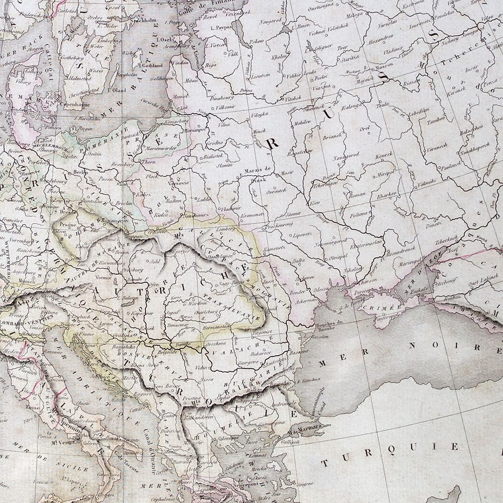 Antique engraving Felix Delamarche French map of Europe 1838 - 3