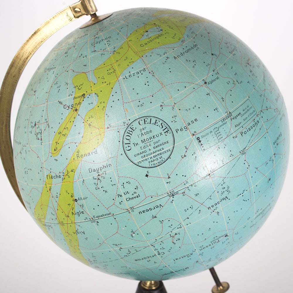 French 13" Girard Barrere celestial globe T. Moreux Astronomer - 2