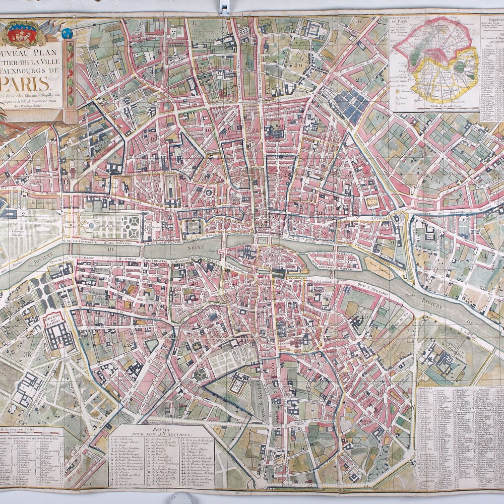 French map 1792 Esnauts et Rapilly Nouveau plan de Paris et ses faubourg - 2