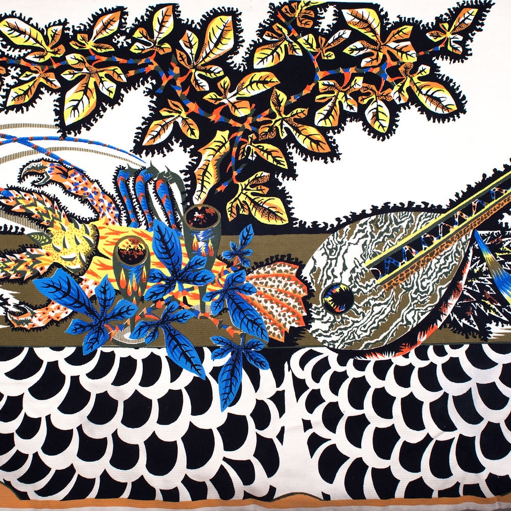 FRENCH silkscreen TAPESTRY JEAN Lurcat MODERNIST AUBUSSON La Table# 2 - 2