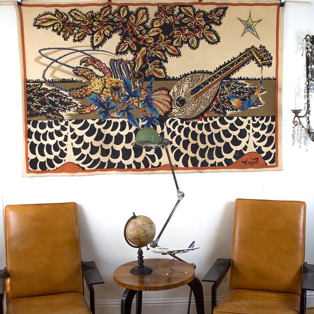 FRENCH silkscreen TAPESTRY JEAN Lurcat MODERNIST AUBUSSON La Table# 2 - 6