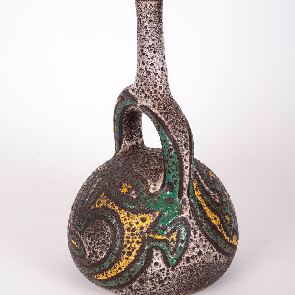 Mid-Century French Pottery ACCOLAY Ceramic stirrups vase - 2