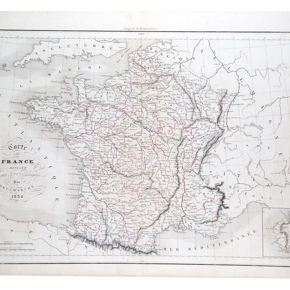 Antique French Engraving Felix Delamarche Francea 1838: Charles-Francois Delamarche (1740-1817), the founder of the family firm was one of the most important French geographers and mapmakers of the second half of the eighteenth century. Successor to Nicola