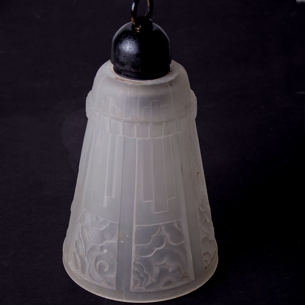 FRENCH Art-Deco Chandelier Degue David Guéron 4 lights - 7