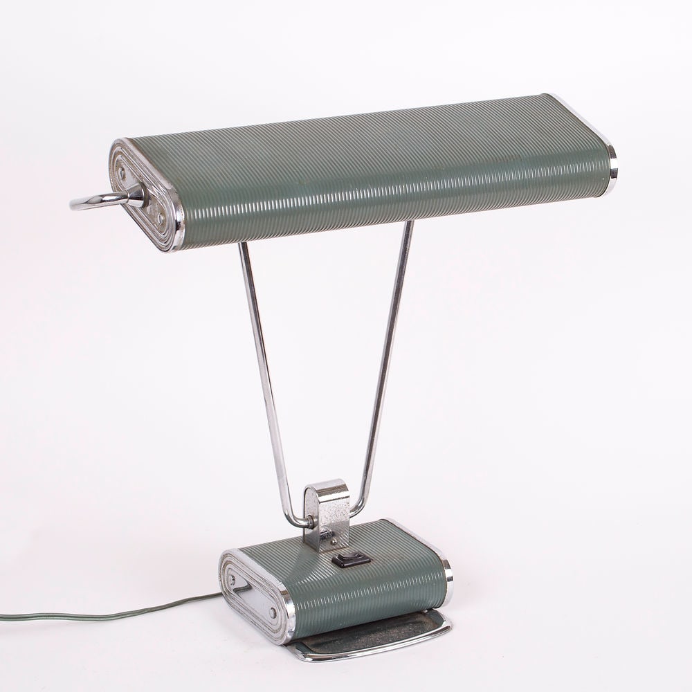 FRENCH MODERNIST, JUMO DESK LAMP; EILEEN GRAY: French modernist desk lamp JUMO from 1950's attributed to Eileen Gray , an important lamp making company from France who used the best designer of their time. Eileen Gray (1878 - 1976), avant guarde m