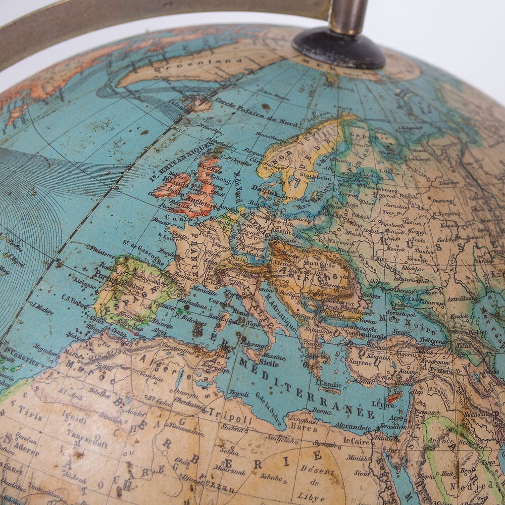 1870's 13" Vivien de Saint Martin FRENCH ANTIQUE TERRESTRIAL GLOBE MAPPEMONDE - 3