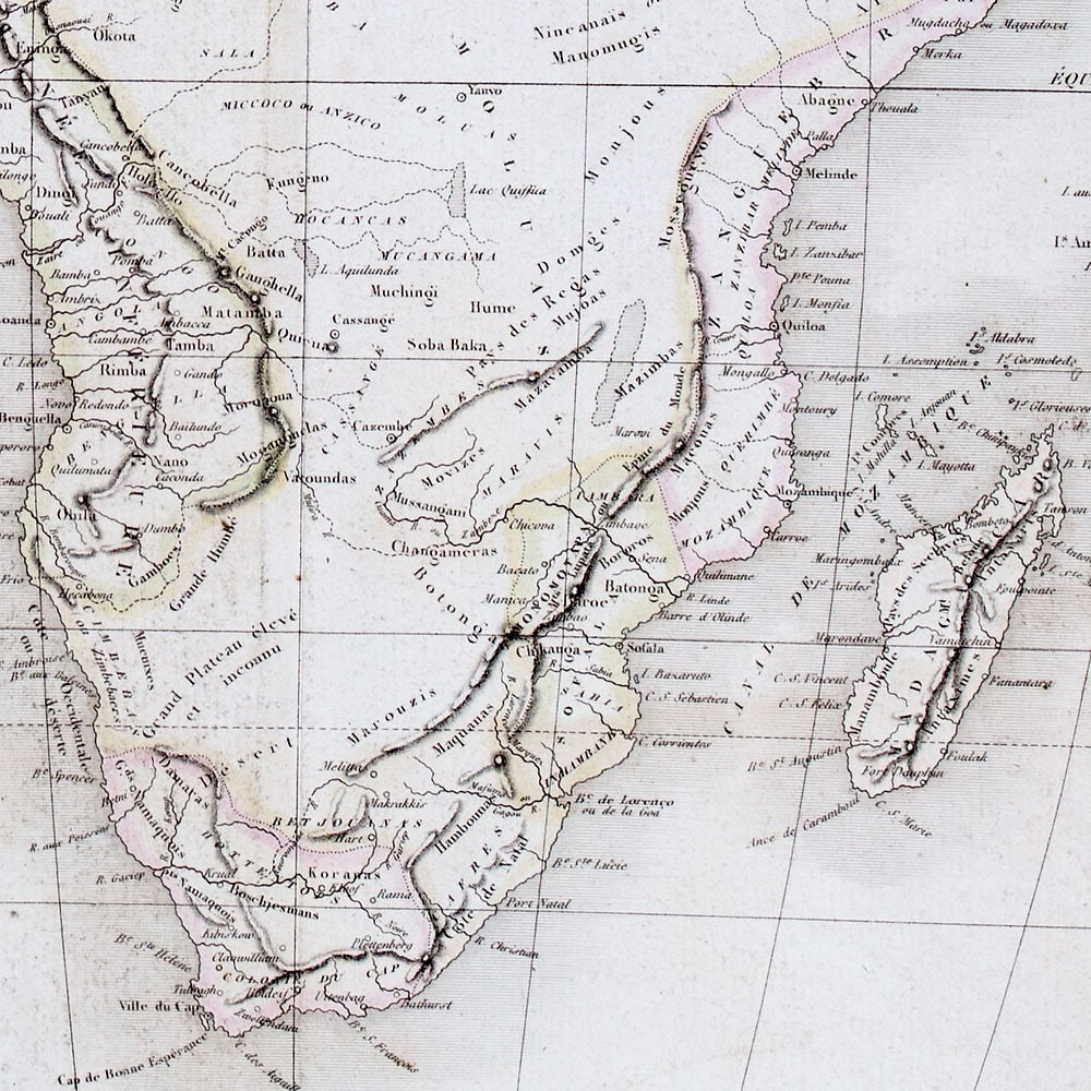 Antique French Engraving Felix Delamarche map of Africa 1838 - 2