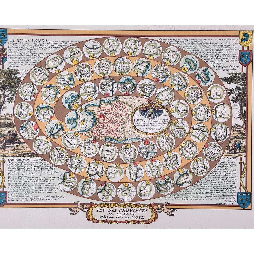 French Jeu de L'oie/ Goose game dated 1691 19th reprint - 2