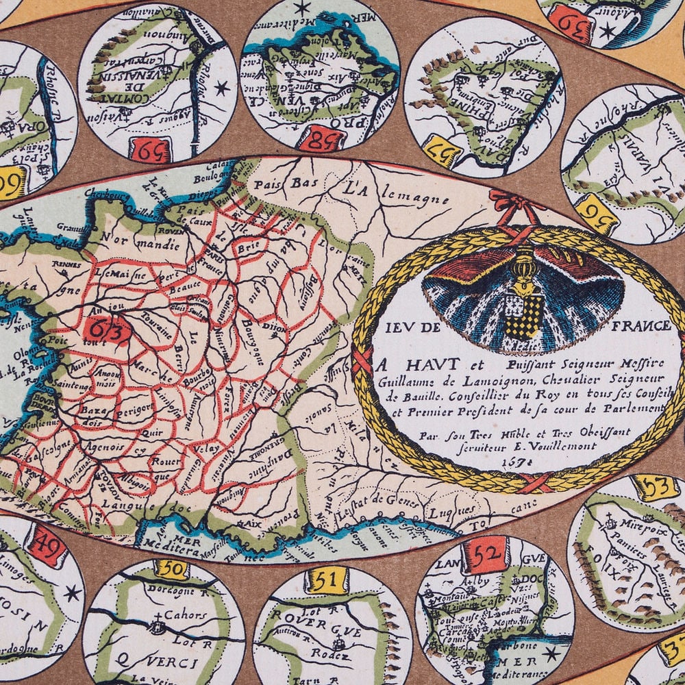 French Jeu de L'oie/ Goose game dated 1691 19th reprint - 4