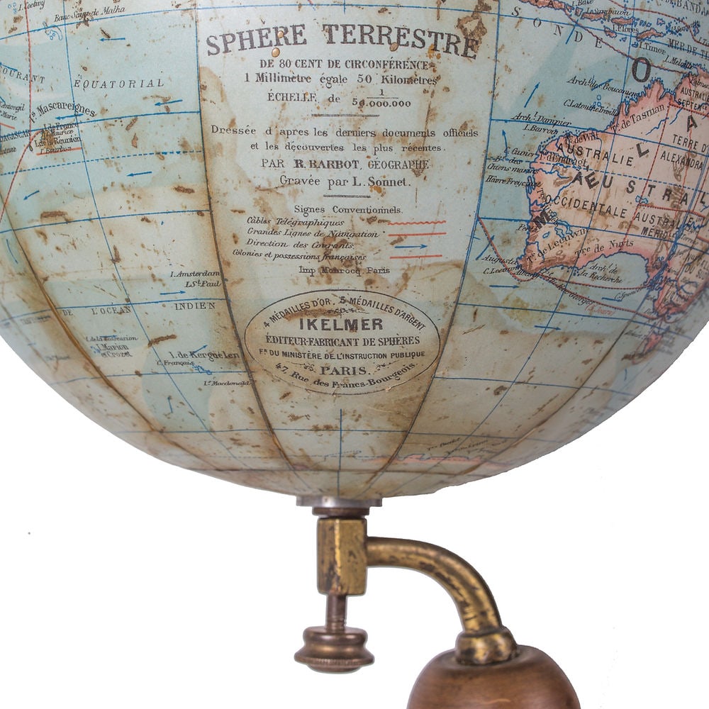 French Ikelmer terrestrial globe 11 inches 1880 school globe - 5