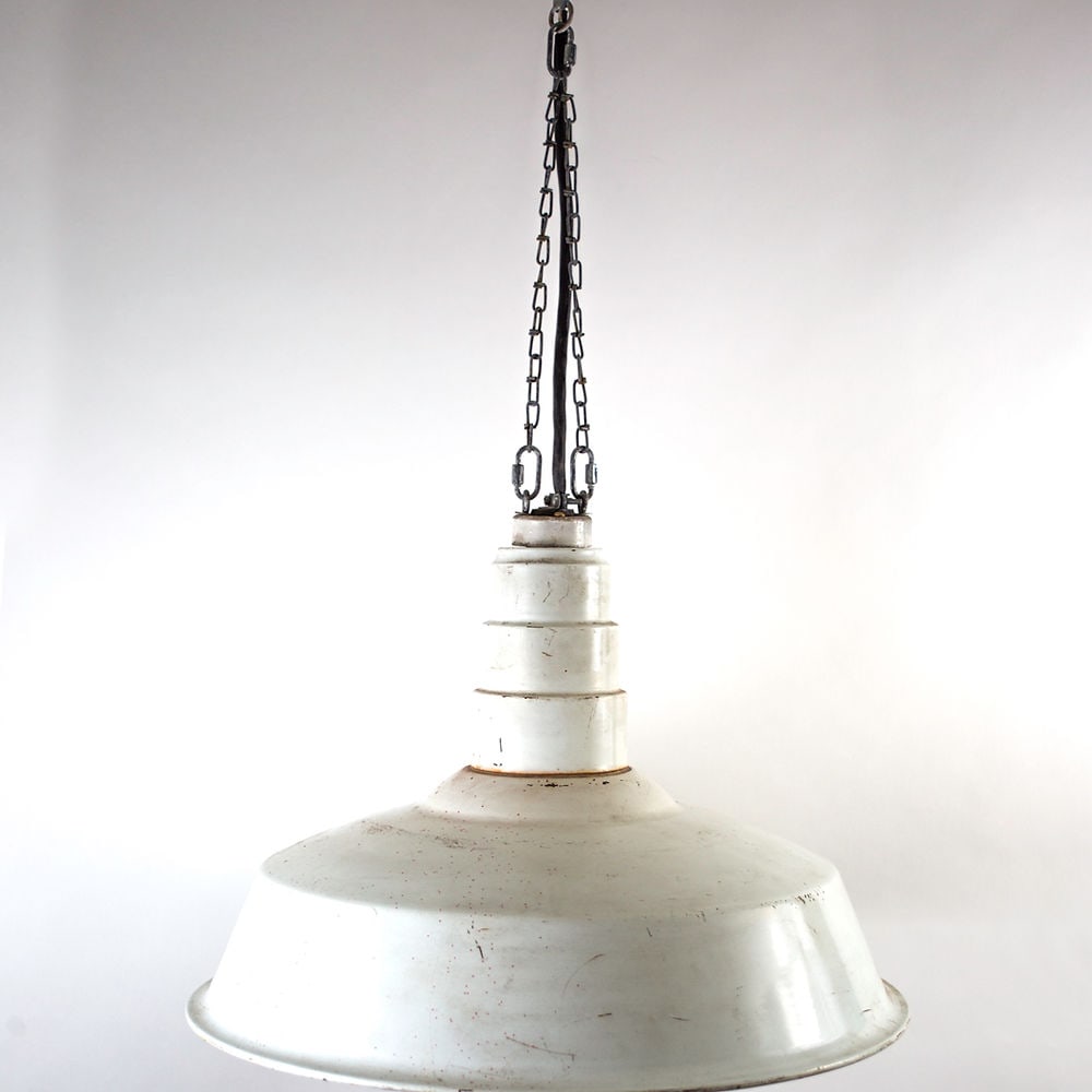 LARGE Bauhaus INDUSTRIAL MODERNIST FACTORY LAMP pendant LIGHT: LARGE INDUSTRIAL MODERNIST FACTORY LAMP pendant LIGHT; Mid century modernist lamp made in the 1940's or 50's possibly german Beseg Licht. It is designed to be outside or outside , it could be a cool d