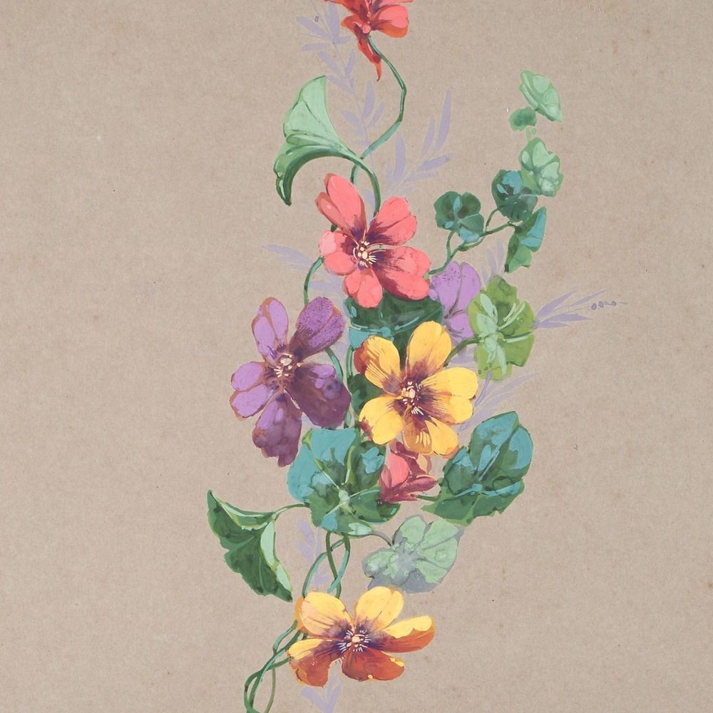 FRENCH aquarellist painting of flowering daisy Henri Adam 1890 - 2