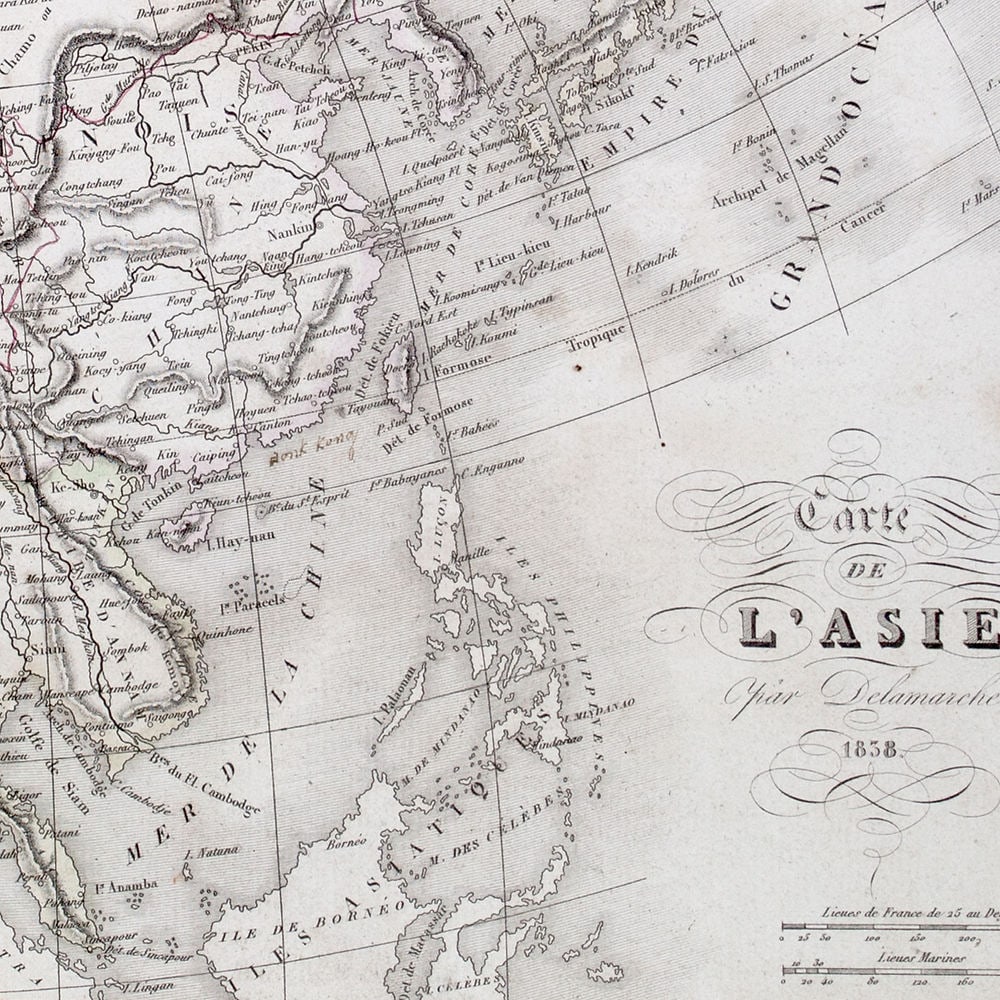 Antique French engraving Felix Delamarche Vaugondy Asia map 1838 - 2