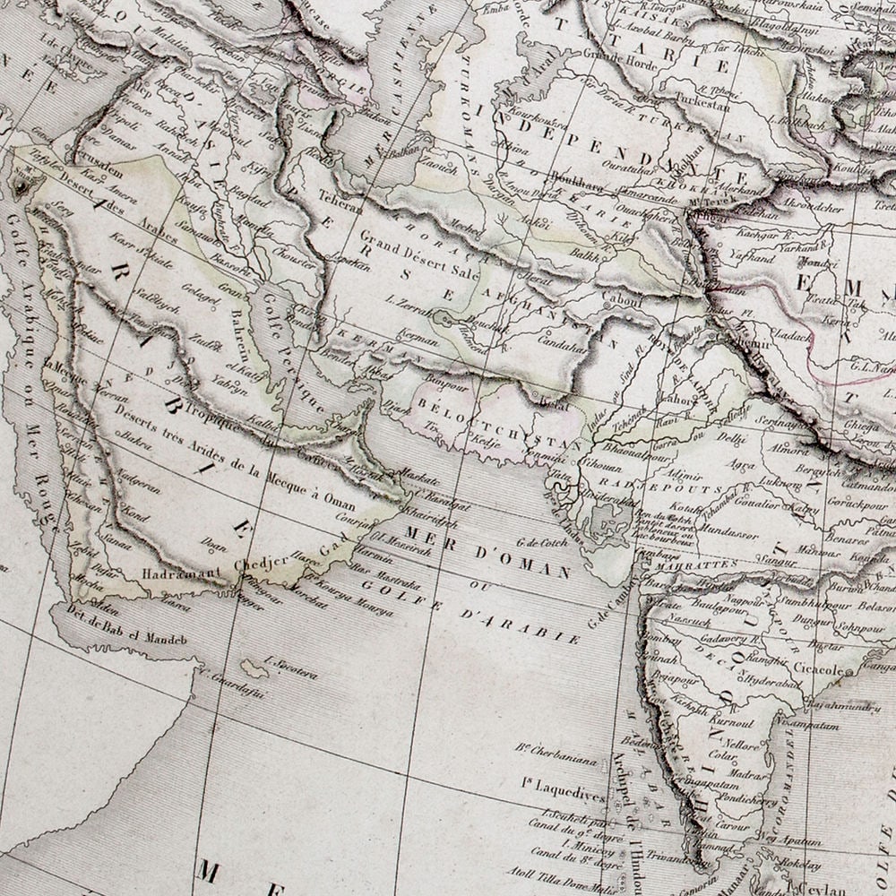 Antique French engraving Felix Delamarche Vaugondy Asia map 1838 - 3