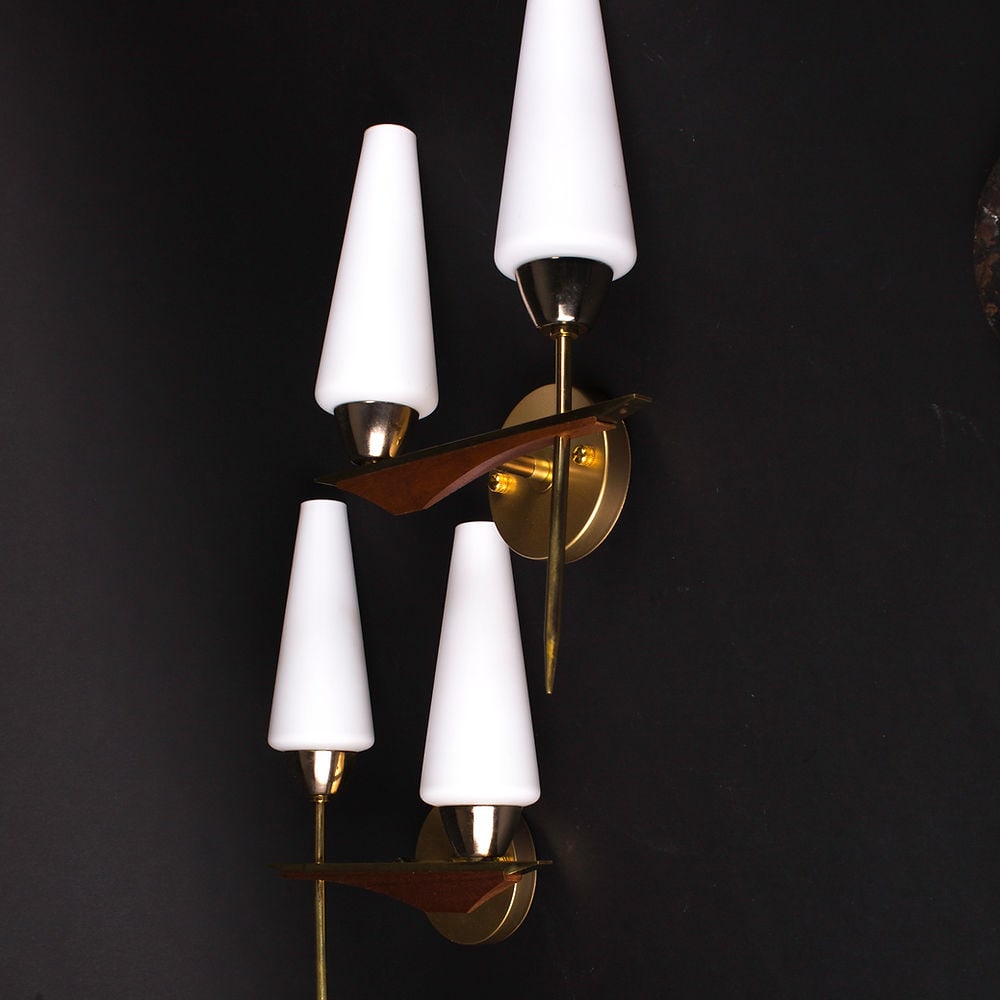 pair of Sconces maison Lunel French mid century - 2