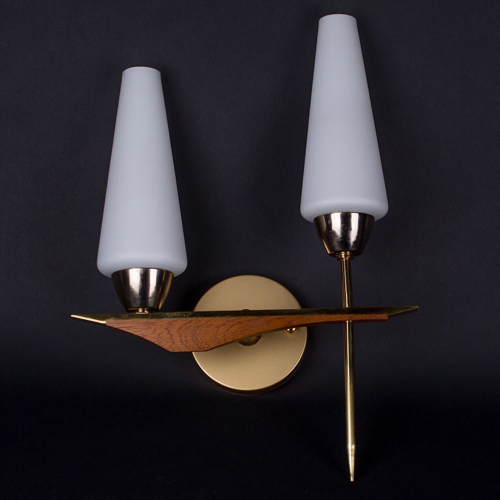 pair of Sconces maison Lunel French mid century - 4