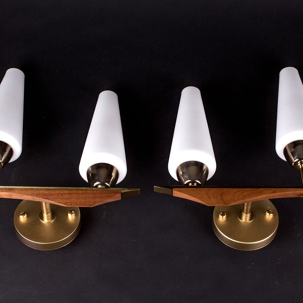 pair of Sconces maison Lunel French mid century - 5