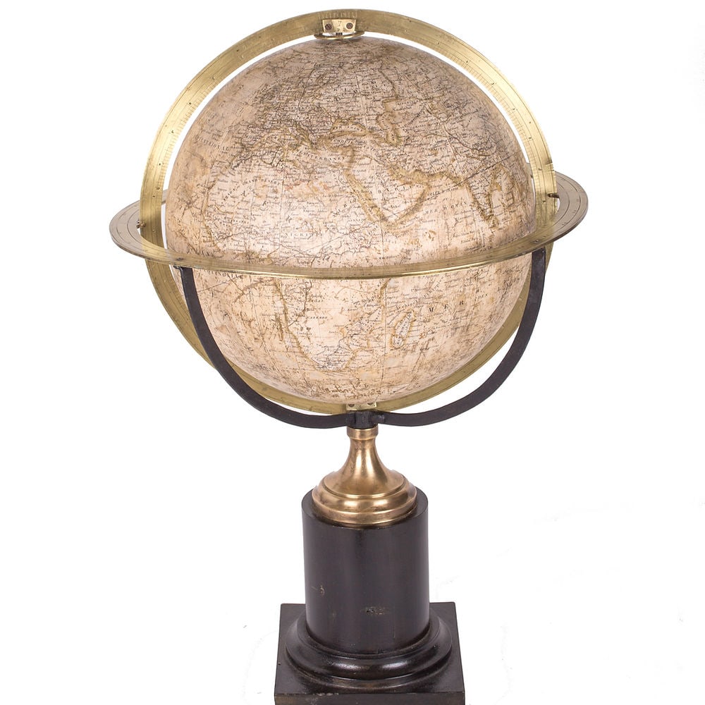 1831 Charles Dien 14" FRENCH TERRESTRIAL GLOBE ANTIQUE BRASS MERIDIEN: DIEN, Charles, Paris, 1831 A fine and rare 14-inch diameter celestial globe CH. DIEN , overall the globe is readable with all of its decorative value preserved. (1st quarter 19th century). This globe 