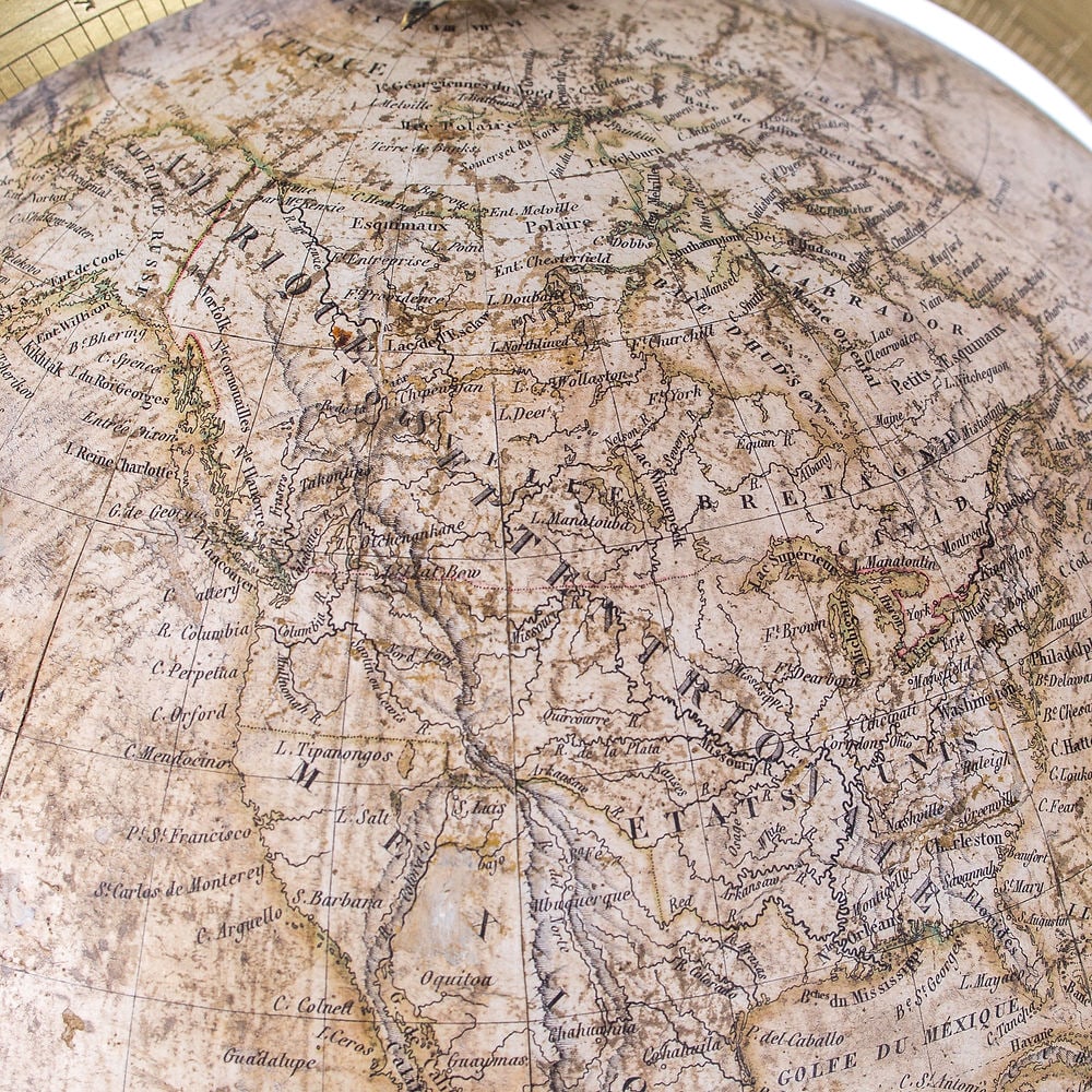 1831 Charles Dien 14" FRENCH TERRESTRIAL GLOBE ANTIQUE BRASS MERIDIEN - 8