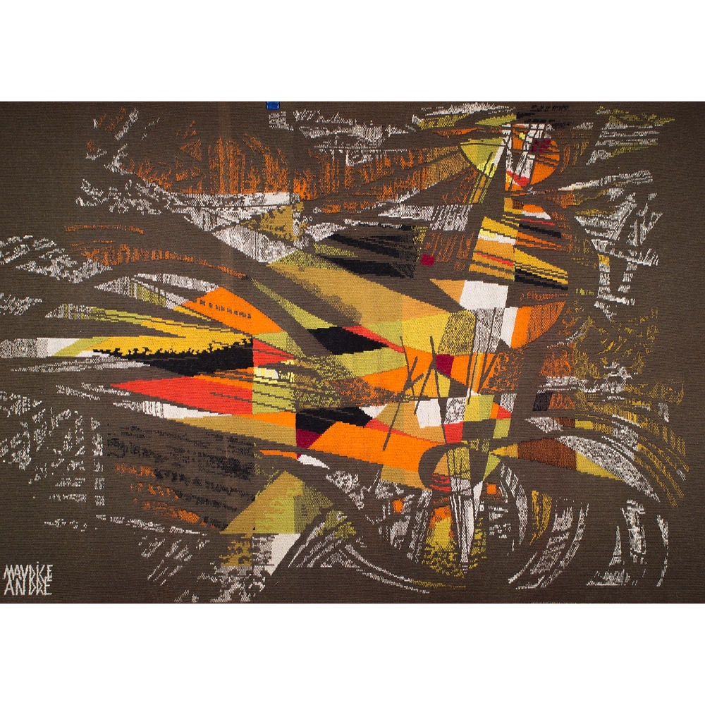 Maurice Andre mid century French tapestry Jacquard loom: Maurice André (1914–1985) was a French artist best known for his work in tapestry. He helped found the group Tapisserie de France and was a member of the Association des Peintres-Cartonnier