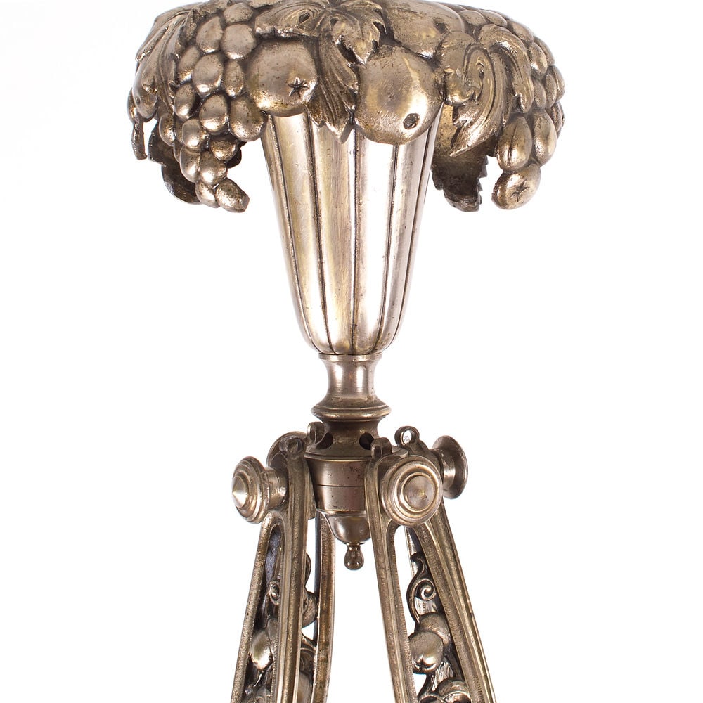 FRENCH Art-Deco Chandelier 4 lights Degue David Guéron brass frame - 4