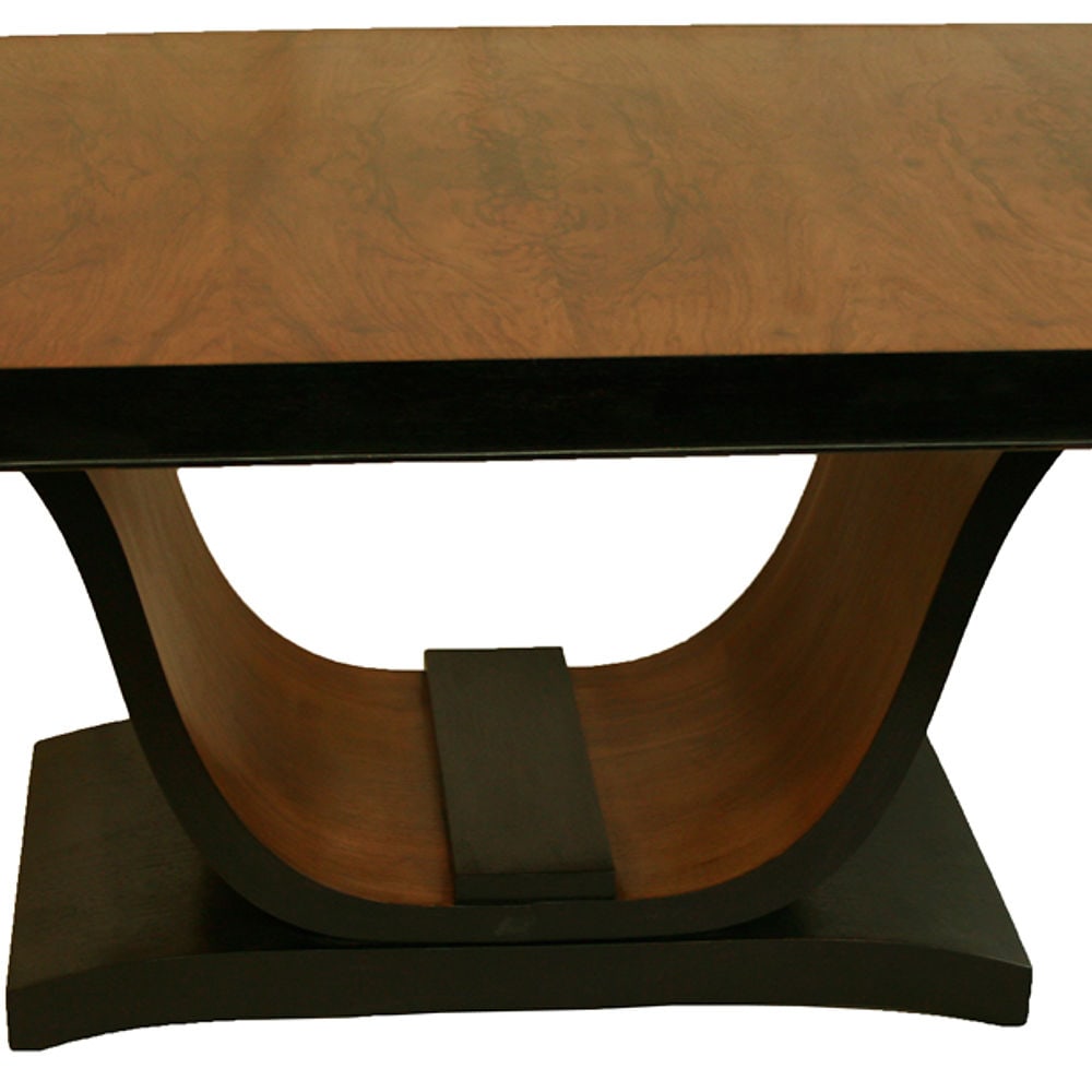 FRENCH ART DECO Dining room table U SWAN BASE Walnut - 2