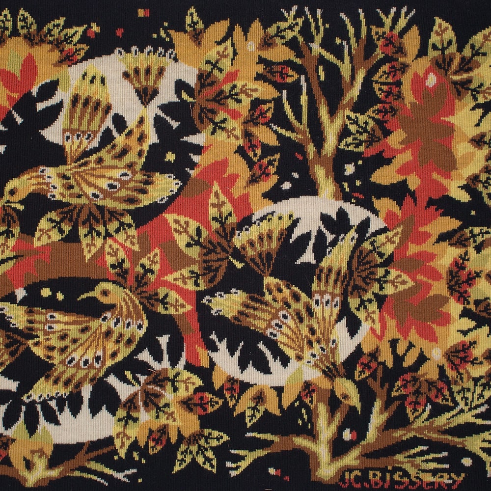 Bissery mid century wool tapestry modernist " Aurore " dawn Jacquard - 5
