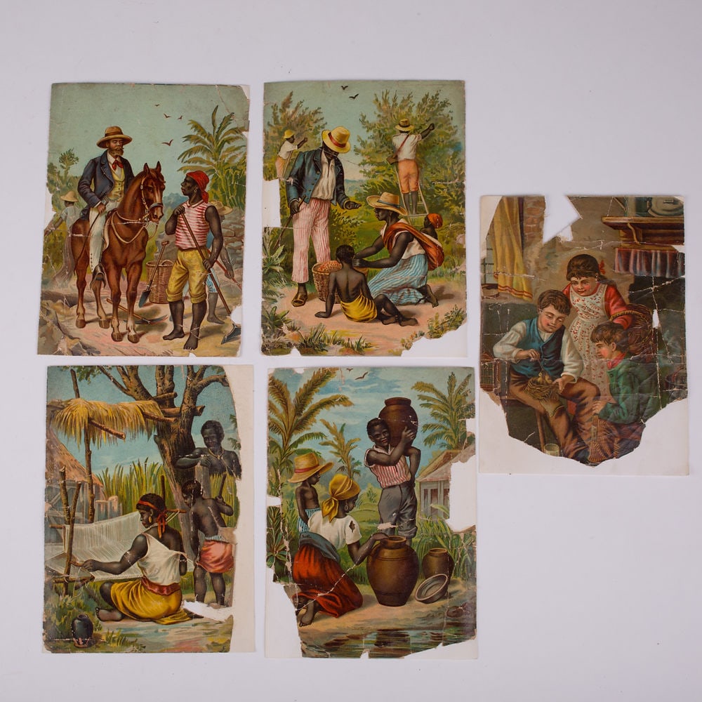 French wood cube puzzle chromolithography racially charge subject 19th. - 3