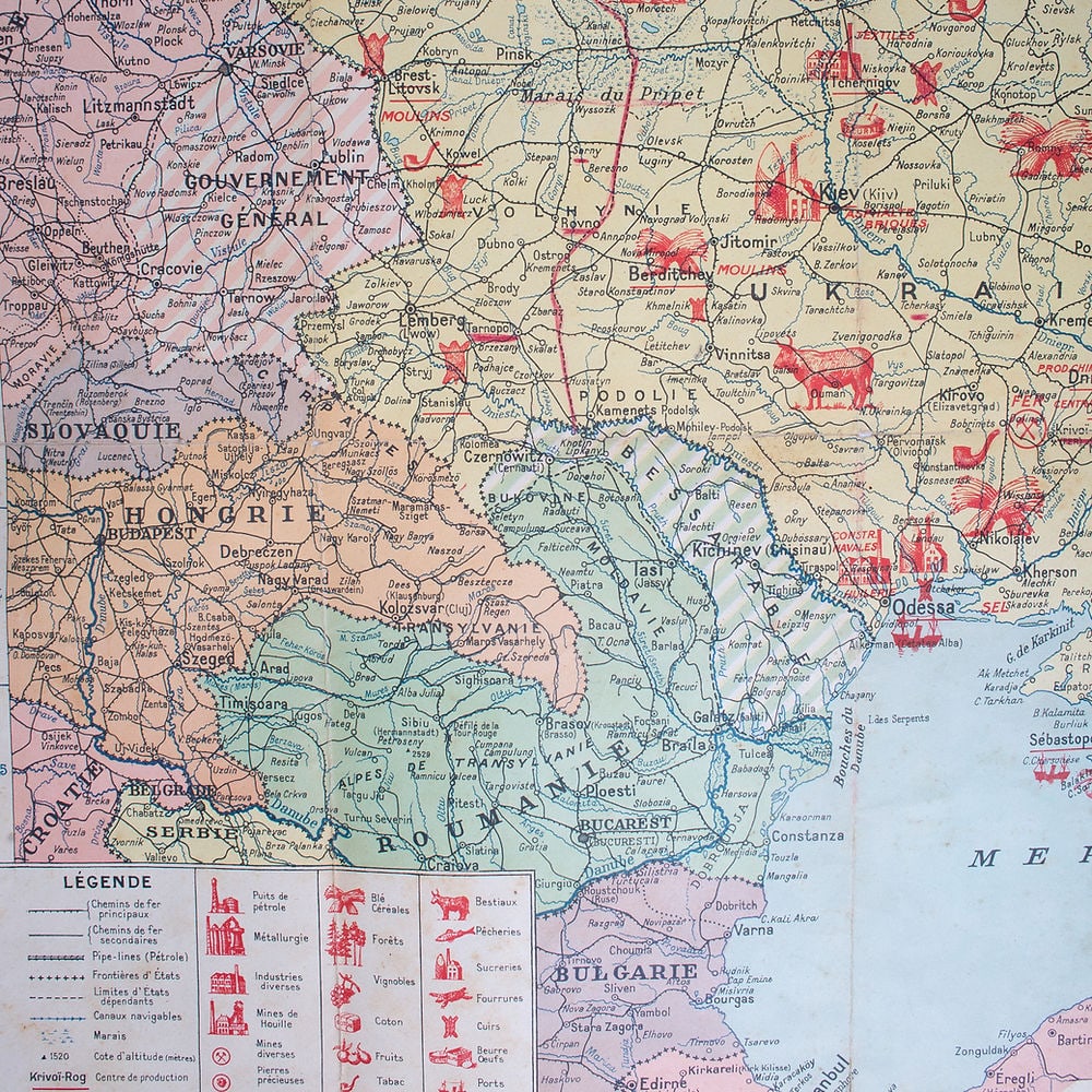 Large French map of the USSR /URSS 1941 school aid Soviet Union - 3