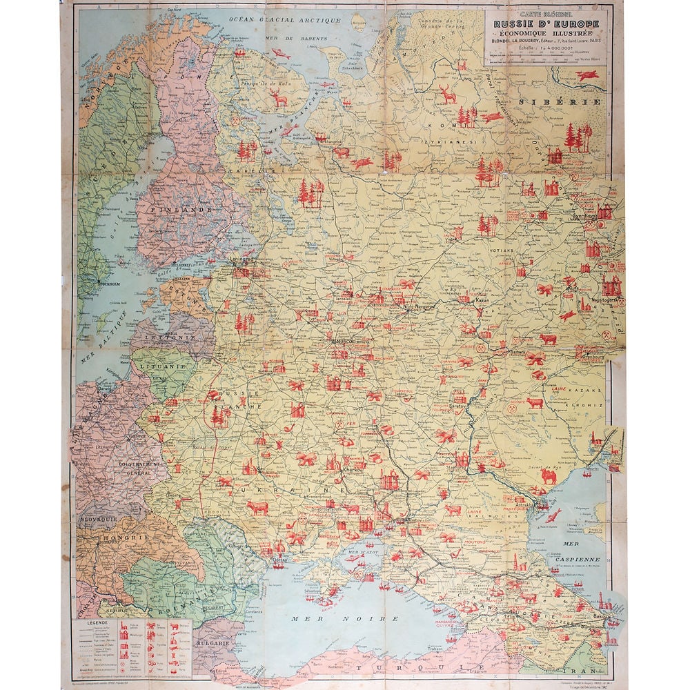Large French map of the USSR /URSS 1941 school aid Soviet Union - 4