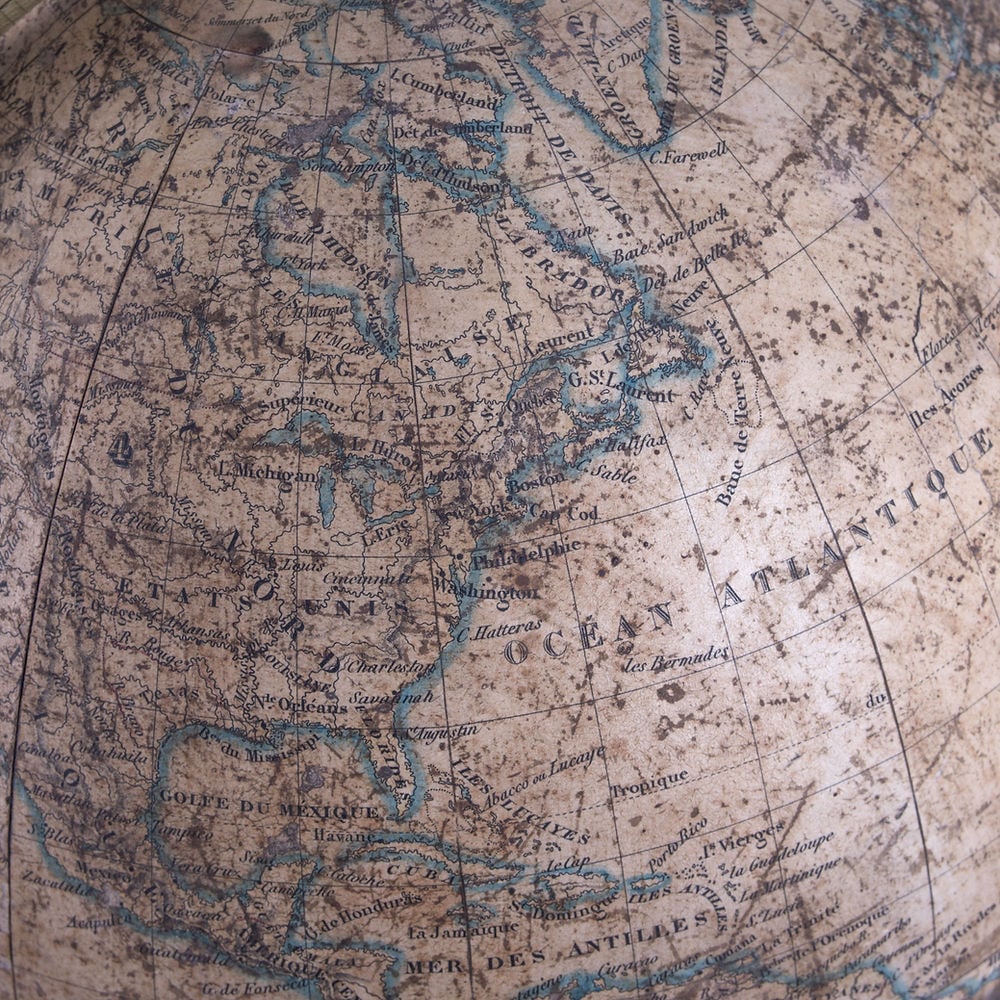 1844 Charles Dien 10" FRENCH TERRESTRIAL GLOBE ANTIQUE BRASS MERIDIEN - 2