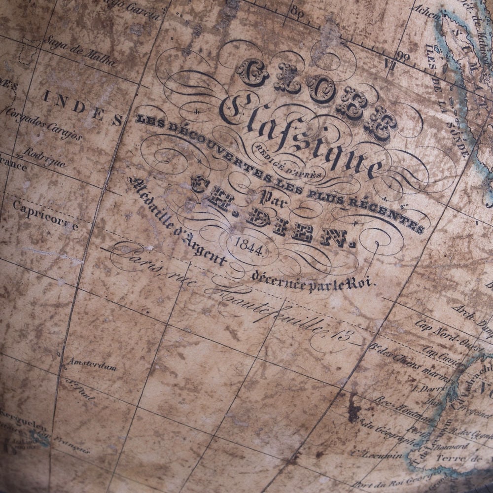 1844 Charles Dien 10" FRENCH TERRESTRIAL GLOBE ANTIQUE BRASS MERIDIEN - 3