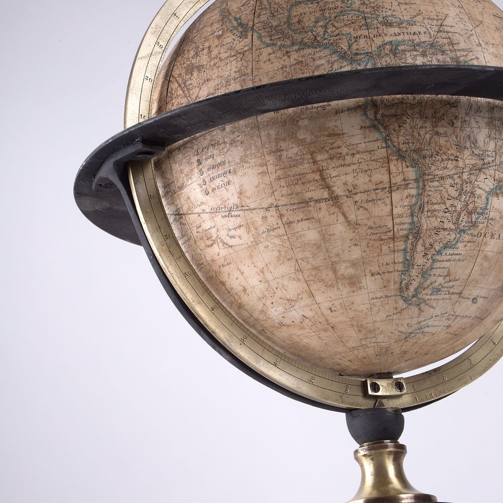 1844 Charles Dien 10" FRENCH TERRESTRIAL GLOBE ANTIQUE BRASS MERIDIEN - 4