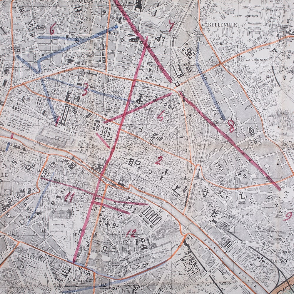 1859 LARGE FRENCH ANTIQUE MAP OF PARIS Felix Delamarche - 4