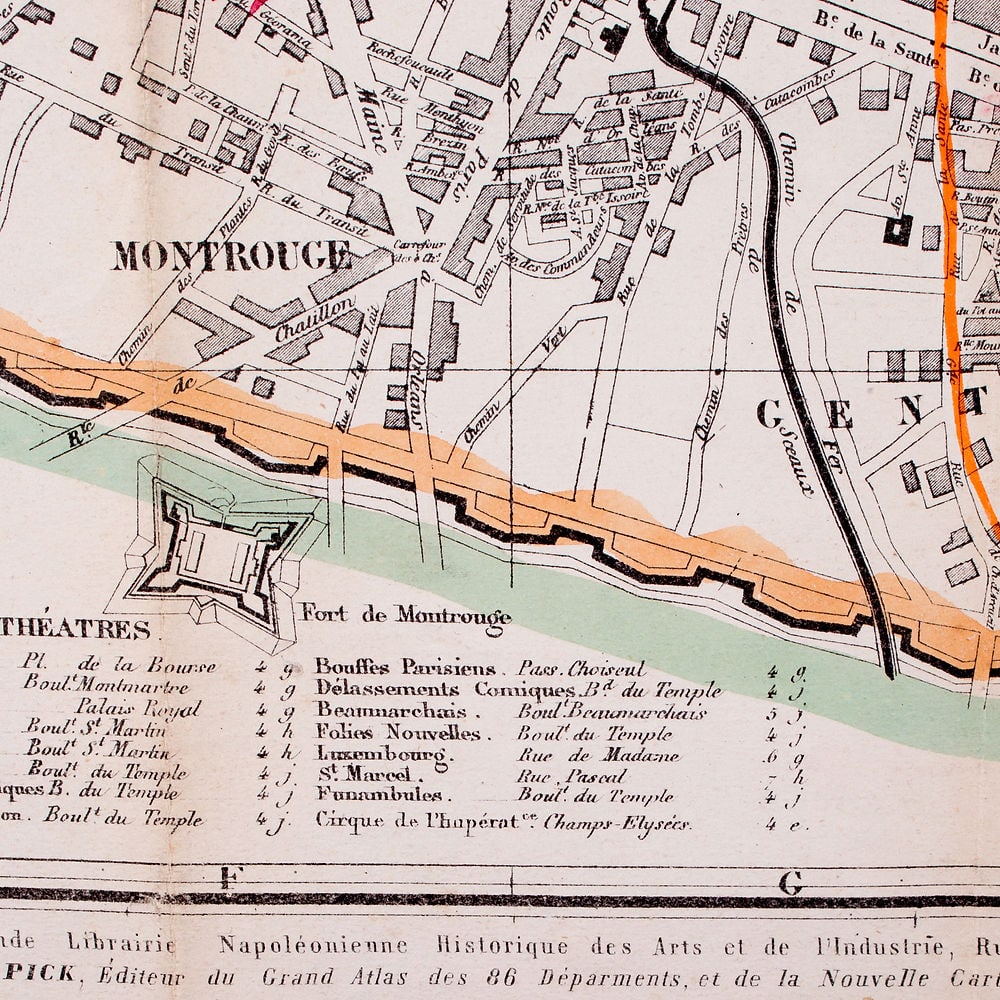 1859 LARGE FRENCH ANTIQUE MAP OF PARIS Felix Delamarche - 5