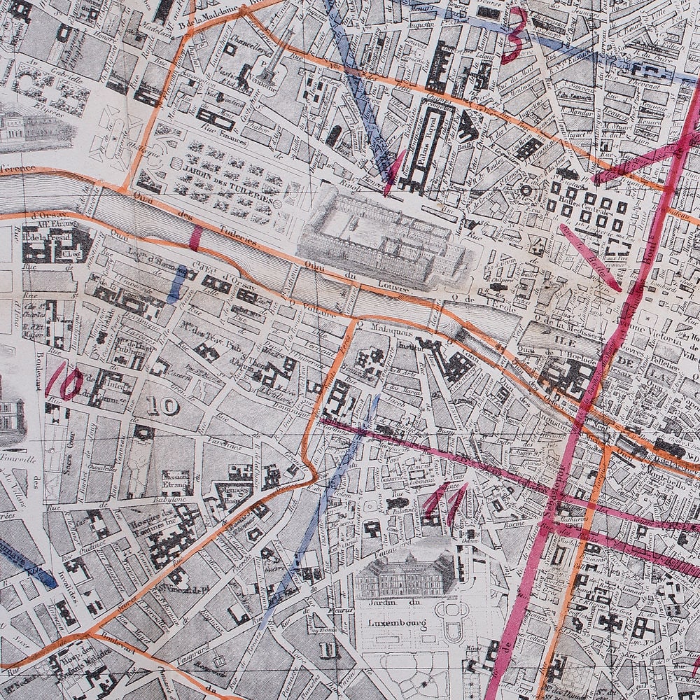 1859 LARGE FRENCH ANTIQUE MAP OF PARIS Felix Delamarche - 6