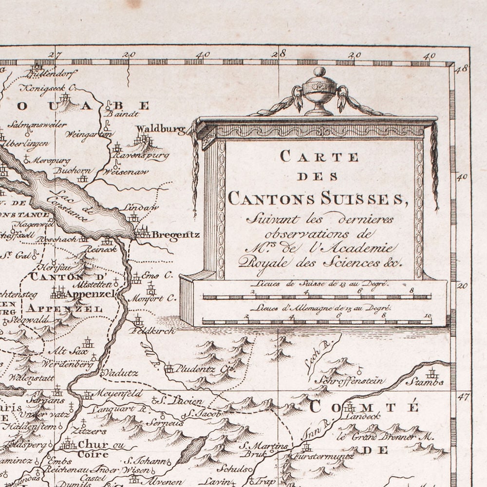 French map of Switzerland published by Bonne late 18th. - 3